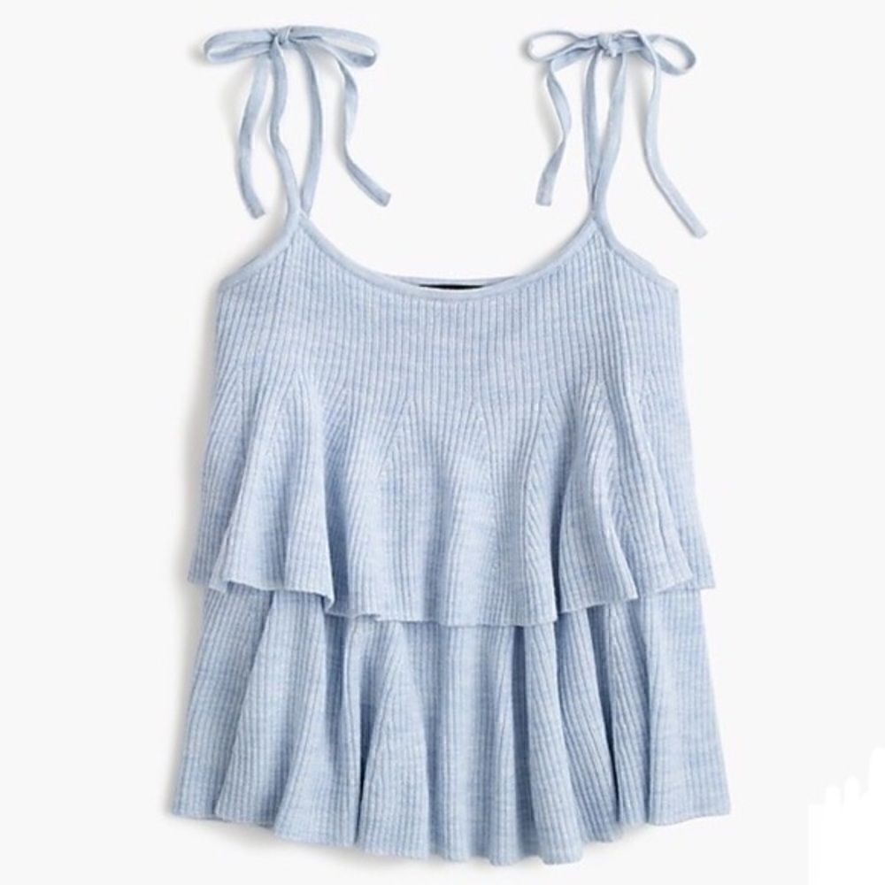 J. Crew Tiered blue merino wool top - Picture 2 of 13